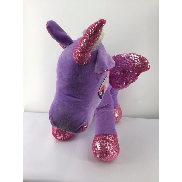 Calplush Winged Unicorn Plush Purple Pink Sparkle Rainbow Mane Tail 16" High - Picture 4 of 12